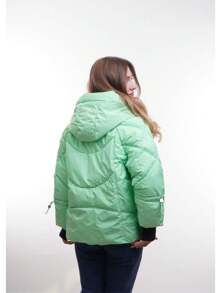 Jaqueta acolchoada com capuz verde neon