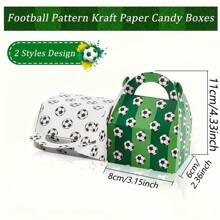 10 件足球派对礼品盒 - 2 种颜色，带手柄的纸板糖果和饼干礼品盒，适用于生日和节日装饰，足球主题派对用品 - 綠色+白色 - 查看 7