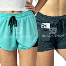 KIT 2 Women's Shorts 2 In 1 Men's Gym Bermuda Running Training With Elastane - Periwinkle Blue - View 1