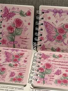 1 Stück zufälliges romantisches A7 Spiralbindung Notizbuch, dickeres kleines Hausaufgabenheft, Geschenkbuch, Schreibwaren, Schulmaterial, Rückkehr zur Schule