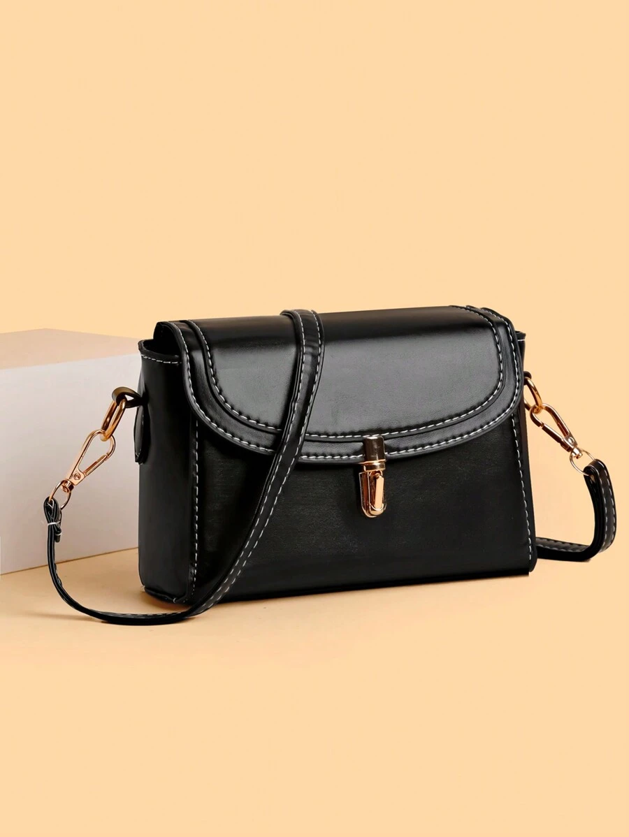 1 件 (7 英寸 * 5.5 英寸 * 2.3 英寸) 时尚女士斜挎包、斜挎包、单肩包、手提包、方包、翻盖包，PU 材质防刮耐磨，适合购物、约会、聚会、通勤，可调节肩带，优雅简约休闲时尚斜挎包