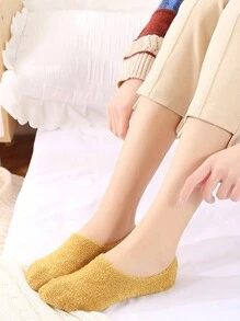 5 Pairs Women's Autumn/Winter Thicker Warmer Coral Fleece Slipper Socks, No Show Socks, Comfortable For Home Use - Multicolor - View 4