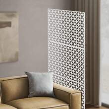 CNCEST Outdoor Privacy Screen, 190cm*90cm Metal Decoative Privacy Screen Panel Freestanding, Privacy Fence Panels For Outside Patio Garden Backyard (Coin, Black/White ) - White - View 4