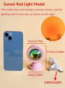 1pc 16 Color/Sunset Red Light Changeable USB Power Sunset Projection Light,With Remote/USB Power ,4 Modes Rgb Sunrise Sunset Lamp, Led Night Light Projector For Photography/Selfie Party,Home,Living Room, Bedroom,Camping,Wedding,Decor, Gifts For Women,Girls,Friends,Family