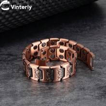 Pure Copper Magnetic Bracelets Male Viking Vintage 15mm Wide Wristband Jewelry Men High Magnet - Brown - View 1