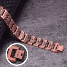 Pure Copper Magnetic Bracelets Male Viking Vintage 15mm Wide Wristband Jewelry Men High Magnet - Brown - View 4