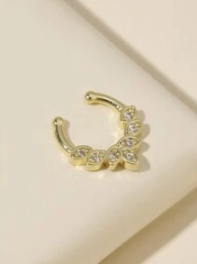 1 buah Anting Hidung/Cincin Hidung Wanita (Tanpa Tindik) Berhiaskan Batu Warna Emas 14K yang Dapat Diatur, untuk Pemakaian Sehari-hari - Emas - View 2