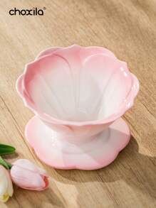 choxila 1pc Ceramic Lotus Flower Shaped Coffee Filter Cup, Suitable For V01 Filter Paper, Essential For Back To School Season - Lotus Ceramic Filter Cup - View 5
