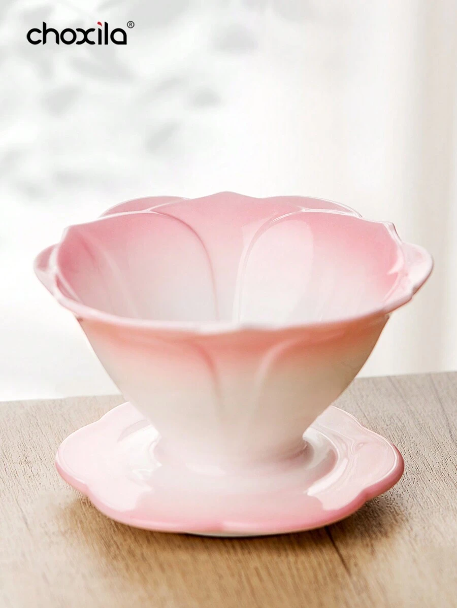 choxila 1pc Ceramic Lotus Flower Shaped Coffee Filter Cup, Suitable For V01 Filter Paper, Essential For Back To School Season - Lotus Ceramic Filter Cup - View 1