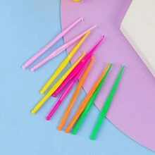 5/10pcs Plastic Colorful Small Crochet Hooks, Rainbow Rubber Band Weaving Accessories, Crochet Bracelet Weaving Hooks, Holiday & Daily DIY Craft Tools