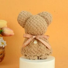 1 pieza Toalla con forma de oso de peluche creativa, decoración con cinta de perlas, regalo para cumpleaños, decoración de fiesta de vacaciones, regalo de festival - Multicolor - Ver 13