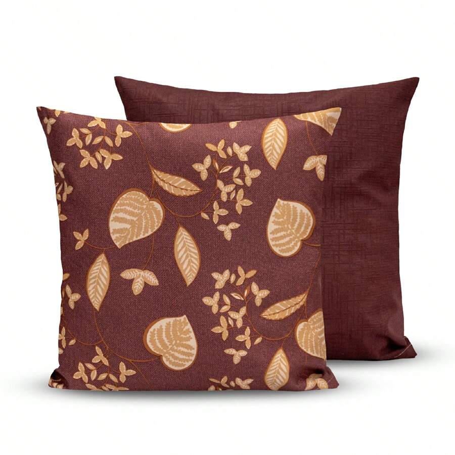 Kit With 2 Units Suede Velvet Cushion Covers 45x45cm With Zipper Plain/Printed - 勃根地花酒 - 查看 1