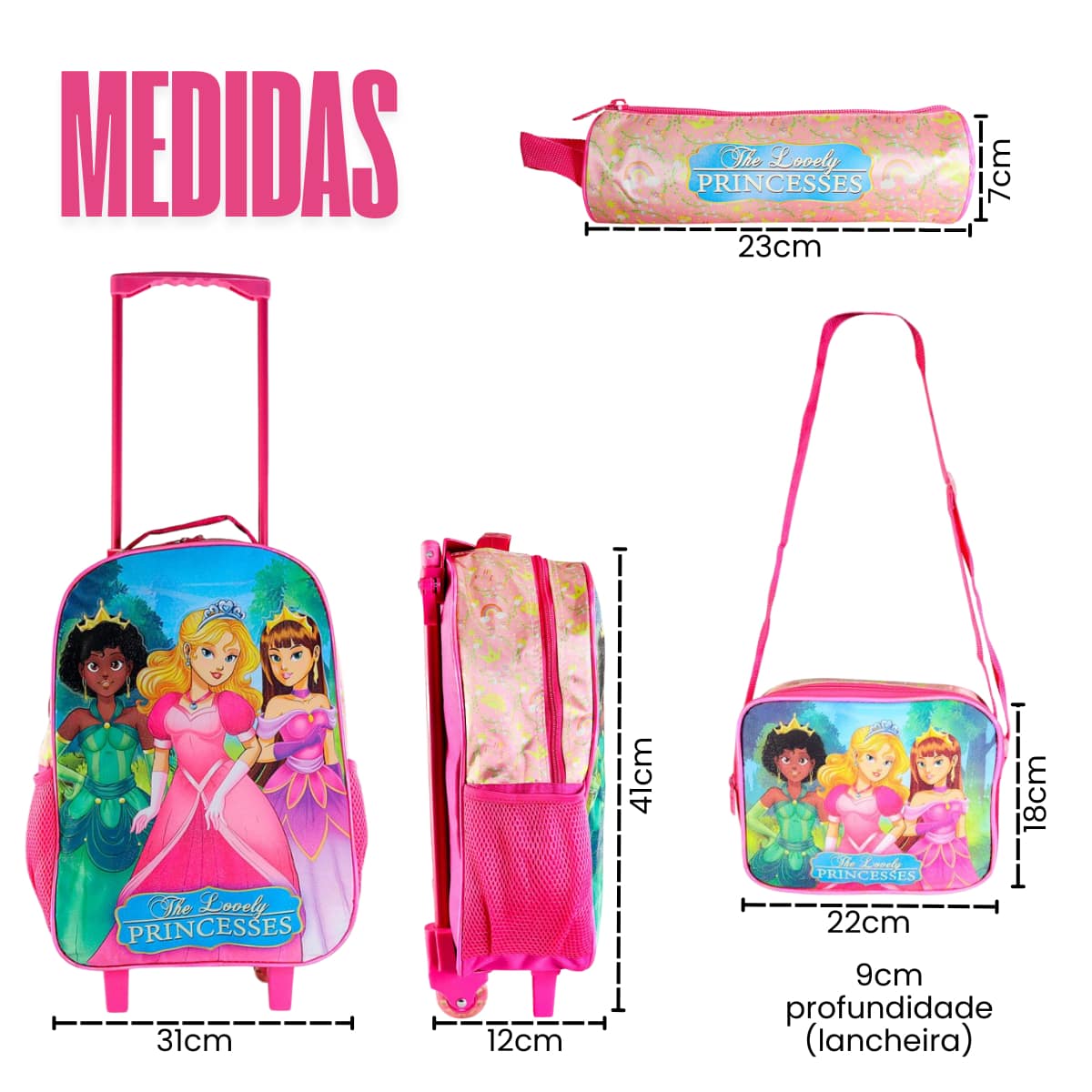 Backpack Kit Thermal Lunch Box Complete School Pencil Case With Wheels