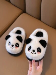 Cute Cartoon Panda Children's Winter Plush Slippers For Indoor And Outdoor Leisure, Comfortable, Non Slip, Soft Bottom, Warm Home Slippers
