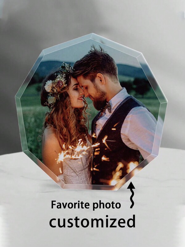 1pc Polygon, Heart Shape Acrylic Photo Custom Block, Custom Photo Frame, Photo Gift, Personalized Couple Gift, Graduation Gift, Anniversary Gift, Family Photo, Bedroom Living Room Decoration, Home Decoration, Decoration, Valentine's Day, Valentine's Day Decor High-Quality, Stylish Custom, Personalized, Unique Ideal Gifts For Her Boyfriend, Girlfriend For Valentine's Day, For Anniversaries, For Weddings Living Room, Home Birthday, For Father's Day, For Graduation, Slow Summer Living