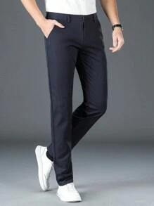 Men's Solid Color Diagonal Pocket Suit Pants, Formal Pants And Casual Pants, Men's Straight Business Slim Suit Pants, Suitable For Business, Weddings, And Travel.