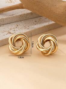 1 Pair Metal Classic Minimalist Geometric Twist Stud Earrings - Yellow Gold - View 5