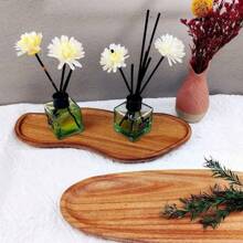 1pc Wooden Tray, Candle Holder Tray, Home Decor, Wooden Service Tray, Suitable For Coffee Table, Small Wooden Decorative Tray, Multi-Purpose Snack Tray For Cake, Bread, Tea Cup, Coffee Cup, Excellent Kitchen Decor Best Gifts Birthday Plates Kitchen Accessories Trays Fruit Tray Tray Decor Graduation - Yellow - View 8