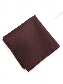 1pc Jacquard Men's Burgundy Handkerchief, Suitable For Suits And Parties