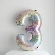 1pc 40-Inch Ombre Rainbow Giant Number Balloon, Photo Prop Birthday Decor
