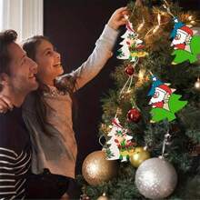 10 chiếc đồ thủ công bằng gỗ chưa hoàn thiện dùng để cắt hình cây thông Noel bằng gỗ dùng để trang trí Giáng sinh, quà tặng tuyệt vời nhất - Nhiều màu - Xem 5