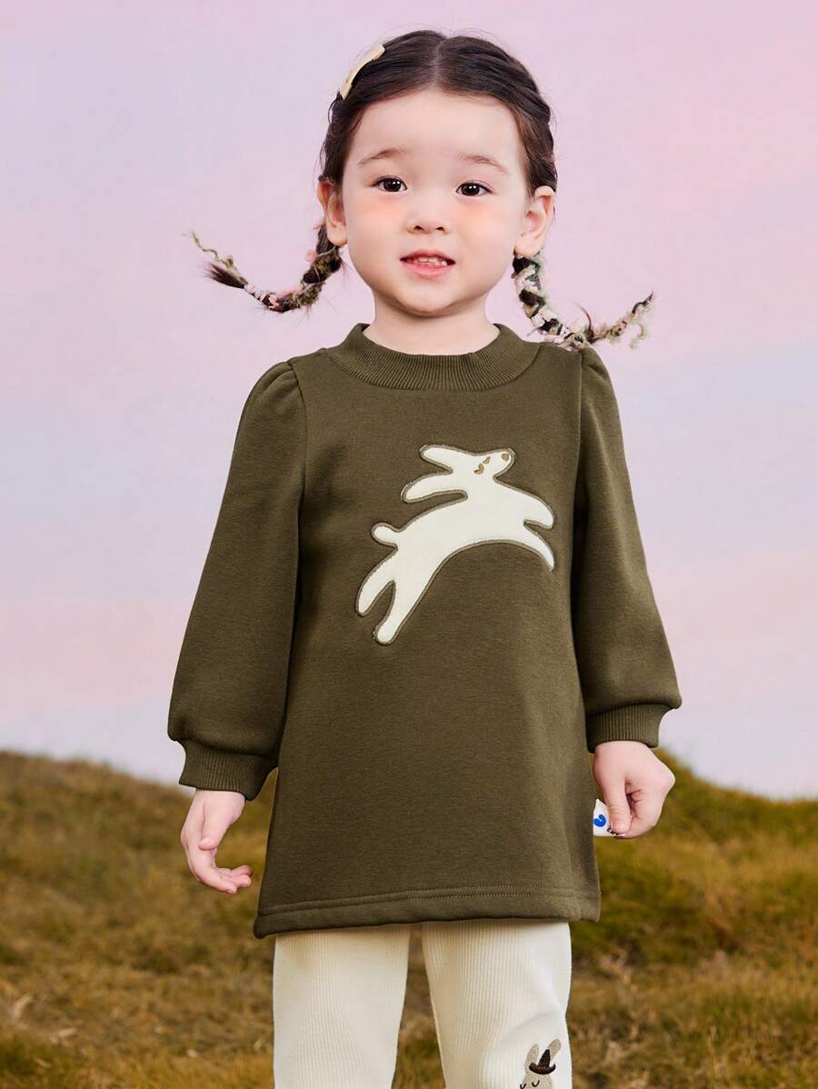 mini bala Áo nỉ ấm tay bồng cho bé gái Bộ sưu tập mới mùa đông 2024 - quả óc chó màu nâu - Xem 1