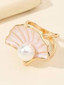 1 件优雅珍珠贝壳形围巾披肩配件，金属扇形服装腰带扣 - 貝殼 - 查看 9