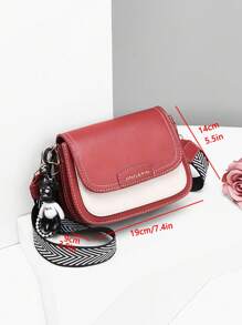 休闲百搭女士斜跨单肩包，时尚迷你钱包 - 酒紅色 - 查看 3