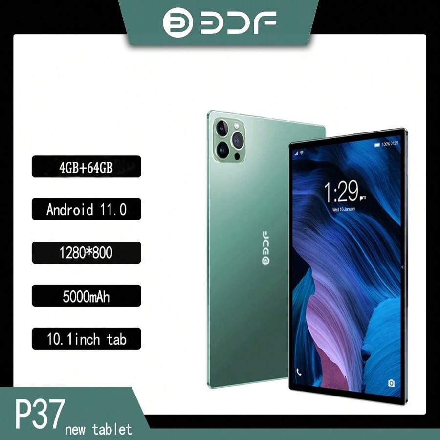 BDF P37 Grünes Neues Tablet-PC, 4GB RAM + 64GB ROM, 10,1 Zoll Bildschirm, 1280 * 800 Auflösung, 5000mAh Lithium-Ionen-Akku, unterstützt WiFi und Bluetooth, Dual-SIM Dual-Standby, Android 11.0 OS. Tragbar, effizient, langanhaltend, einfach zu bedienen, leichtes Design, hochauflösende Anzeige für ein immersives Seherlebnis. Netzteil nicht enthalten.