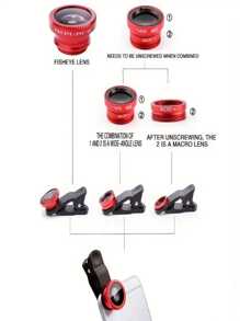 1pc 趣味手机鱼眼镜头 三合一广角鱼眼微距镜头 便携镜头拍摄 适用于手机通用夹子广角+微距+鱼眼三合一镜头安全眼镜 手机镜头放大镜180度鱼眼广角 理想的微距广角道具圣诞拍摄工具 - 彩色 - 查看 9