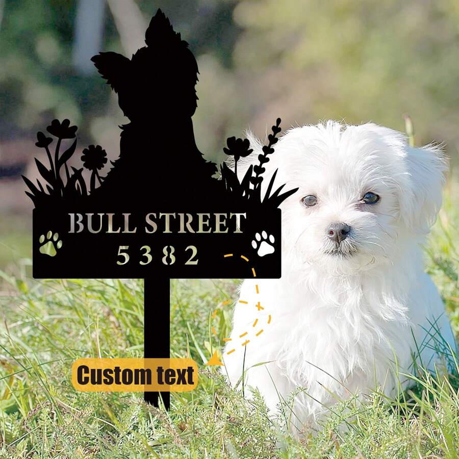 1 Pc Customizable Dog Memorial Stake, Personalized Pet Grave Marker, Metal Engraving Tribute Plaque For Dogs, Garden And Outdoor Lawn Sympathy Gift For Pet Lovers, Durable Metal Art Pet Headstone