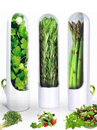 1 个新鲜香草保鲜盒，冰箱香草保鲜盒，蔬菜保鲜盒，香菜储存盒，花卉保鲜盒，薄荷，欧芹，芦笋 - 用于整理和保存的厨房储物盒，厨房小工具，家居装饰，圣诞礼物，家居礼物，房间装饰，户外、露营、母亲节礼物