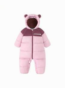 mini bala Cute Baby Unisex Hooded Down Jumpsuit - Waterproof & Oil-Proof Winter Onesie Snowsuit, Perfect For Adventurous Infants
