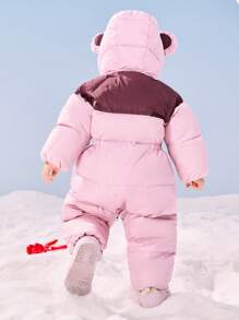 mini bala Cute Baby Unisex Hooded Down Jumpsuit - Waterproof & Oil-Proof Winter Onesie Snowsuit, Perfect For Adventurous Infants