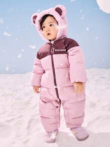 mini bala Cute Baby Unisex Hooded Down Jumpsuit - Waterproof & Oil-Proof Winter Onesie Snowsuit, Perfect For Adventurous Infants