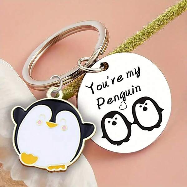 1 Stück "Du bist mein Pinguin" Cartoon Pinguin Schlüsselanhänger Geschenk, bestes Geschenk für Freund, Partner oder Familie, Valentinstag Auto Zubehör, Taschenbaumler, Rucksack für Schule