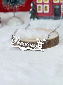 Cá nhân hóa Nai sừng tấm bằng thép không gỉ với mặt dây chuyền trái tim Vòng cổ tên tùy chỉnh dành cho phụ nữ Mẹ cô ấy Chị em gái Ngày của mẹ Số ký tự 1-12 cho vòng cổ tên tùy chỉnh Ngày lễ tình nhân, sinh nhật, kỷ niệm Lễ tốt nghiệp Quà tặng cao cấp - Bạc - Xem 4