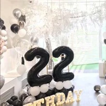40 inch zwarte Jumbo digitale folieballon voor verjaardags- en feestdecoratie, verjaardagsbenodigdheden (cijfers 0-9), Kerstmis