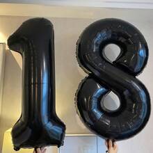 40 inch zwarte Jumbo digitale folieballon voor verjaardags- en feestdecoratie, verjaardagsbenodigdheden (cijfers 0-9), Kerstmis
