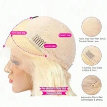 13x4 Lace Front Wigs Blonde Lace Frontal Wig 613 HD Lace Body Wave Pre Plucked Tiny Knots 26 Inch  Long Wavy Synthetic Lace Wig - Tóc vàng bạch kim - Xem 6