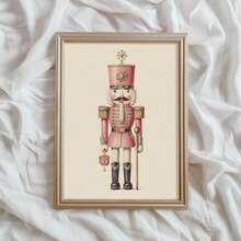 Set Of 3 Nutcrackers Pastel Christmas Gallery Wall Art Prints, Vintage Xmas Canvas Posters, Muted Neutral Wall Decor, Holiday Winter Decor, Ideal Gift For Living Room, Bedroom, Kitchen, Office, Cafe, Bar, Hallway, Home And Room Decoration, Unframed Home Decor Christmas Decorations