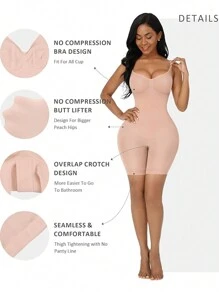 2pcs Women Seamless Shapewear Set - Camisole Jumpsuit Waist Trainer & Shorts, Tummy Control, Butt Lifting