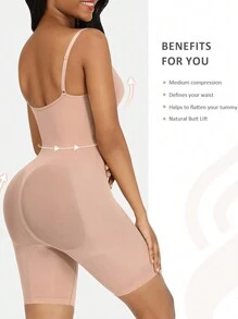 2pcs Women Seamless Shapewear Set - Camisole Jumpsuit Waist Trainer & Shorts, Tummy Control, Butt Lifting