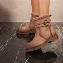Women's Side Zipper Design Casual Comfortable Ankle Boots, Versatile For Daily Wear - Khaki - View 2