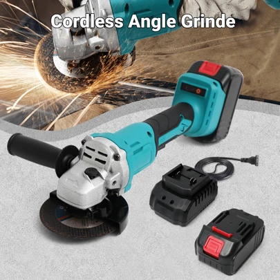 21V Cordless Angle Grinder, 4.0Ah Battery & 2A Fast Charger, 12000RPM Brushless Motor, Power Angle Grinder With Cutting & Grinding Wheels, Flap Discs For Wood Metal & Rust Removal Tools