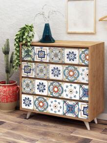 1 Roll Of 1 Pc Bohemian Style Pattern Home Decor Staircase Stickers, Thickened Waterproof Wear-Resistant Peel And Stick Removable, Can Be Used For Staircase Decor, Living Room Bedroom Decor,Counter Flooring Home Remodeling Renovation Beautification Stickers 41.73x6.97inch