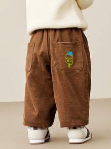 mini bala بناطيل لحديثي الولادة مبطنة بالقماش الحراري ذات الخصر المرتفع، دافئة للشتاء