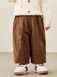 mini bala بناطيل لحديثي الولادة مبطنة بالقماش الحراري ذات الخصر المرتفع، دافئة للشتاء