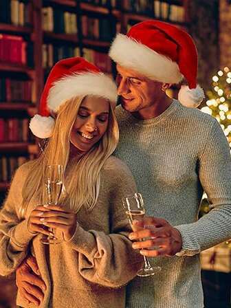 Holiday Party Hat, Santa Hat Holiday For Adults Unisex Velvet Comfort Extra Thicken Fur Xmas Hat For New Year Festive Party Christmas