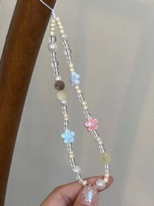 Dây đeo điện thoại trang trí hoa gốm sứ cổ điển, Móc chìa khóa hoa đính hạt kích thước ngẫu nhiên, Mặt dây chuyền túi xách, Hấp dẫn về mặt thẩm mỹ - Hoa Hoa - Xem 2